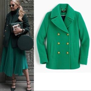 J. Crew Majesty Double Breasted Coat in Kelly Green Size 2